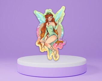 Redhead fairy sticker, waterproof sticker, glitter sticker, waterbottle sticker, laptop sticker, faerie sticker, color changing sticker