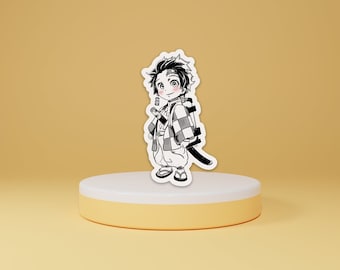 Tanjiro Anime magnet, manga magnet, Chibi magnet, demon slayer magnet, tanjiro magnet, fridge magnet, black and white magnet, small magnet