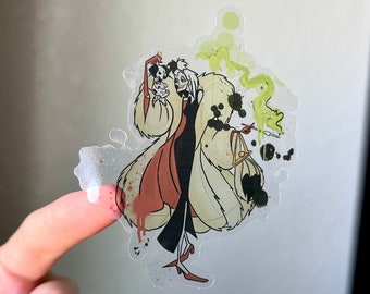 Cruella De Vil sticker, Cruella sticker, 101 Dalmatians sticker, Dalmatian sticker, Disney sticker, Disney villian sticker, Disney classic