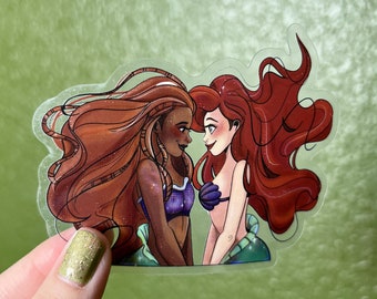 The little mermaid, mermaid sticker, Ariel sticker, Ariel mermaid, redhead sticker, mer sticker, clear sticker, Disney sticker, the sea