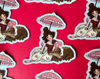Haunted mansion stretched painted alligator sticker, haunted mansion umbrella girl with gator sticker, disneys the haunted mansion, Disney