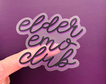 Clear Emo sticker, elder emo sticker, elder emo club, punk rock sticker, punk sticker, rock sticker, high school sticker, punk rock, young
