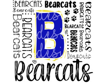 Bearcats Blue & Gold Typography PNG