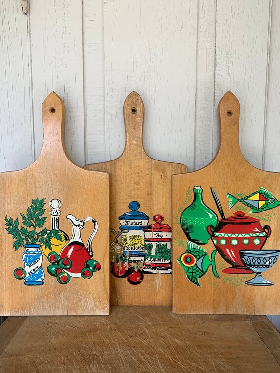 3 Vintage Cutting Boards Decorative Cutting Boards Wood Etsy