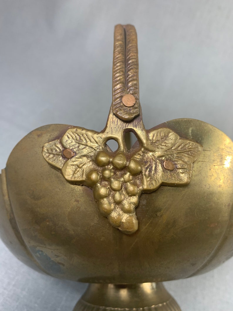 Vase Bohemian Decor with Handle Fruit Bowl Vintage Pedestal Brass Bowl Planter Display Centerpiece Basket