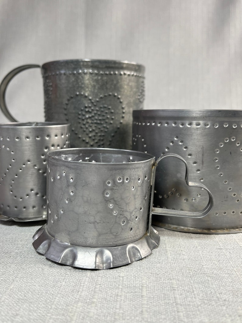 4 Vintage Punched Tin Candle Holders Tea Light Votive Etsy