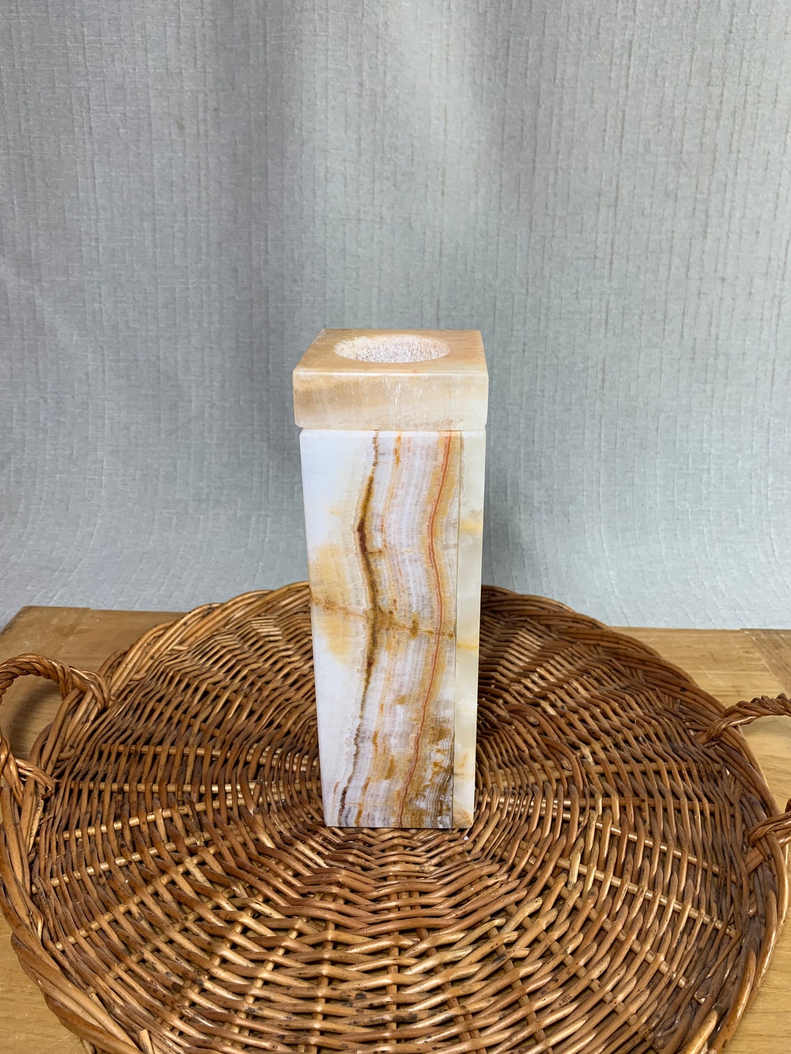 Vintage Alabaster Tealight Candle Holder Votive Candlestick Etsy