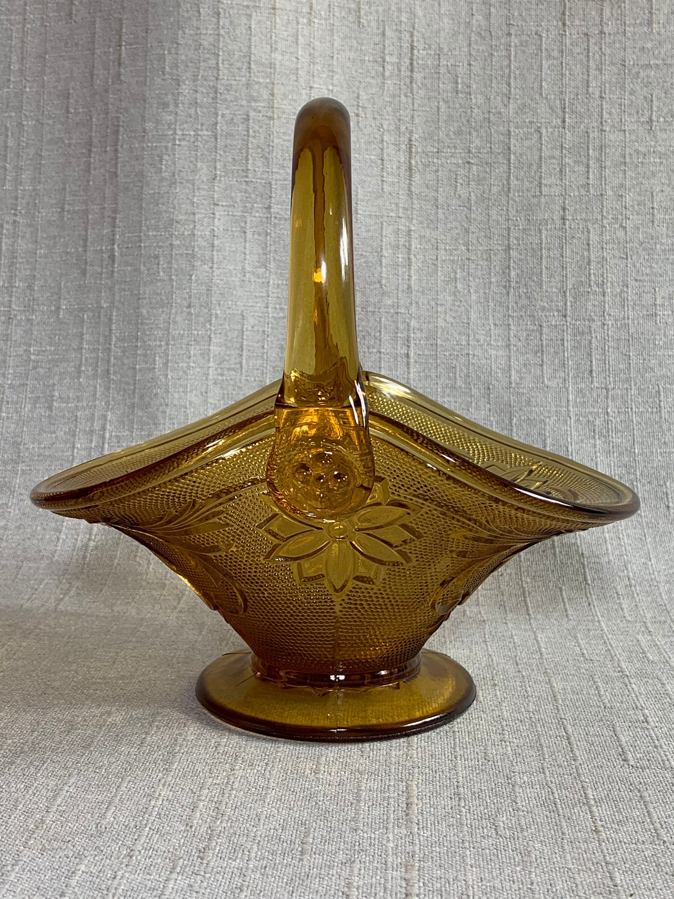 Vintage Amber Glass Basket by Tiara Indiana Glass Sandwich Etsy