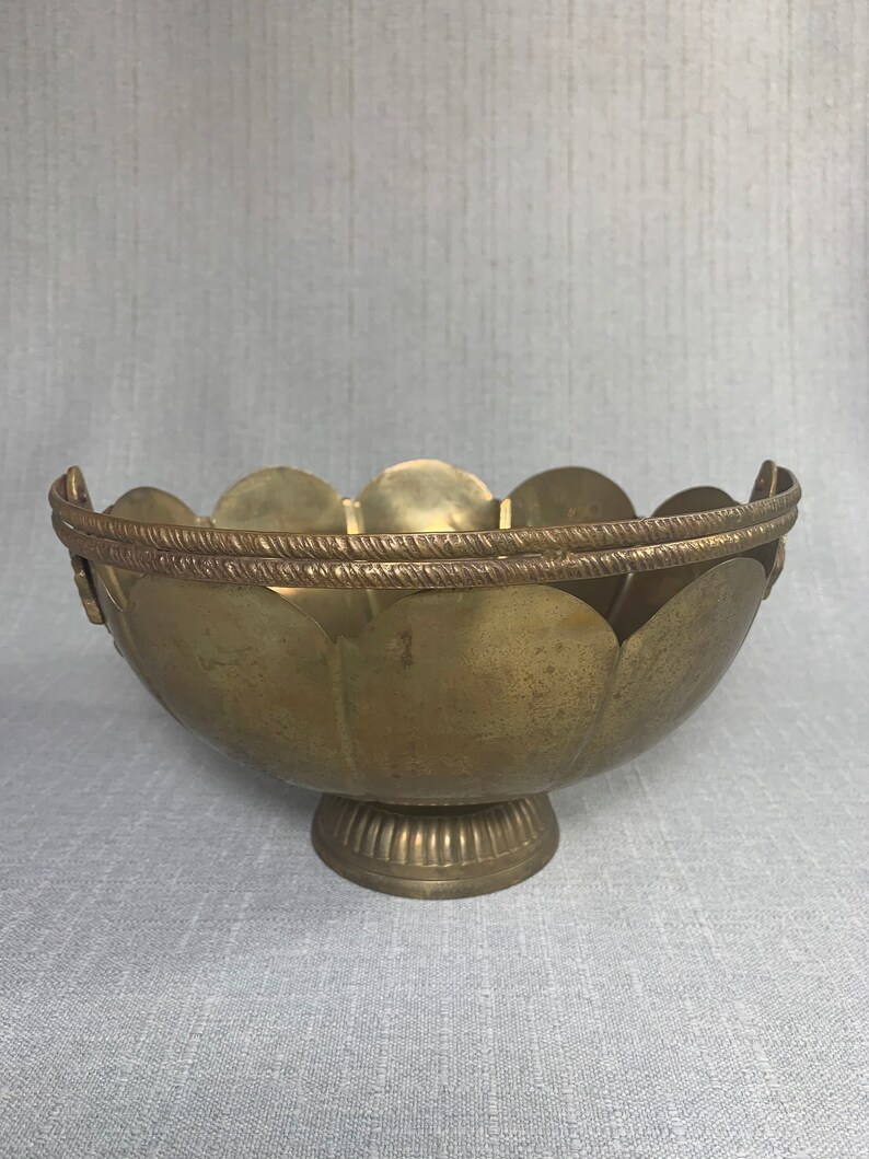 Vase Bohemian Decor with Handle Fruit Bowl Vintage Pedestal Brass Bowl Planter Display Centerpiece Basket