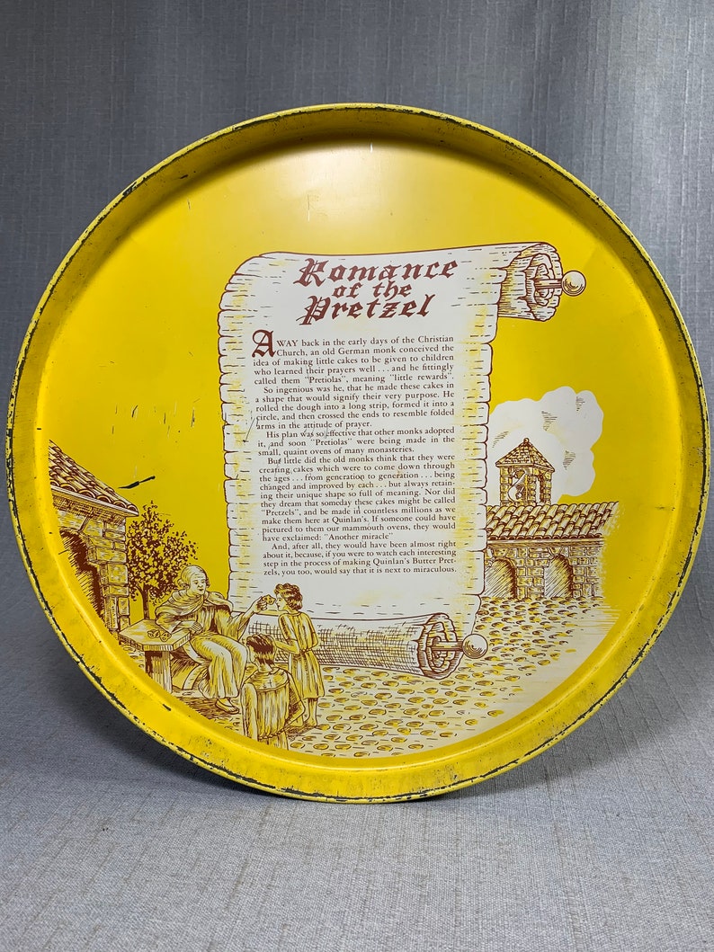 Vintage Pretzel Tin Quinlan's Pretzels Kitchen Canister Etsy