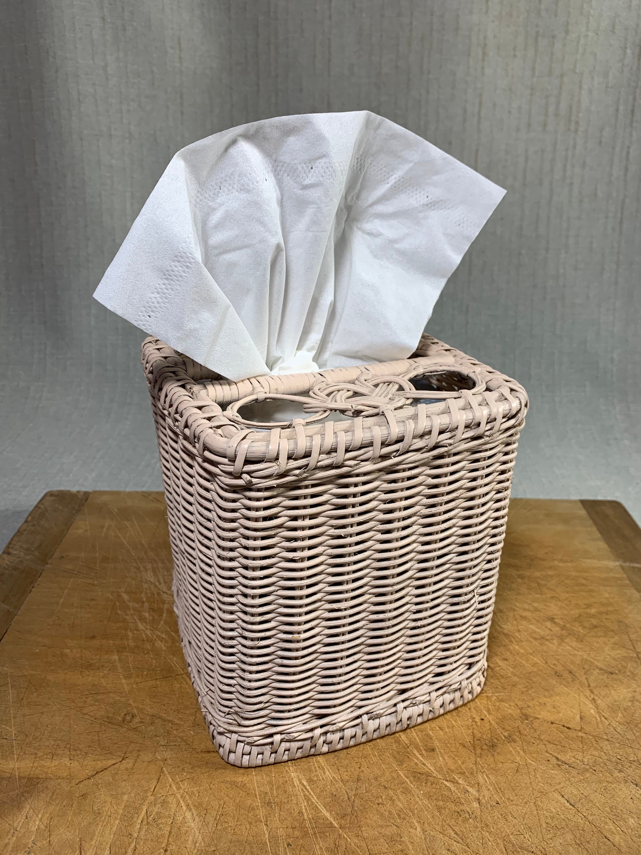 Vintage Wicker Tissue Holder and Storage Container Basket Etsy
