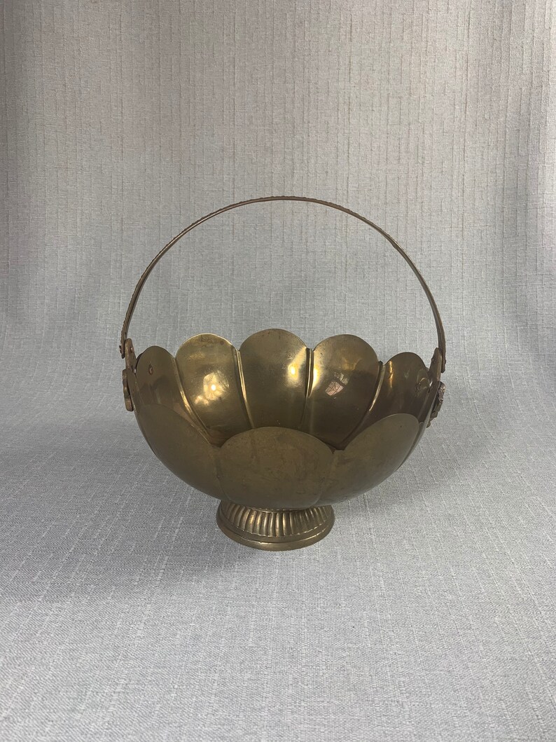 Vase Bohemian Decor with Handle Fruit Bowl Vintage Pedestal Brass Bowl Planter Display Centerpiece Basket