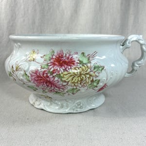 Ironstone Chamber Pot, Transfer Ware, Planter, Vase, Storage, Container, Floral