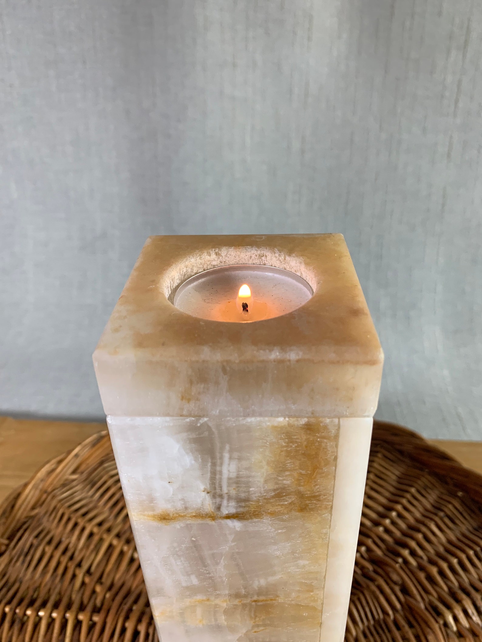 Vintage Alabaster Tealight Candle Holder Votive Candlestick Etsy