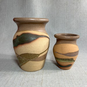 Pair of Vintage Pottery Vases, Studio, Art Pottery, Neutral, Natural, Bohemian Decor
