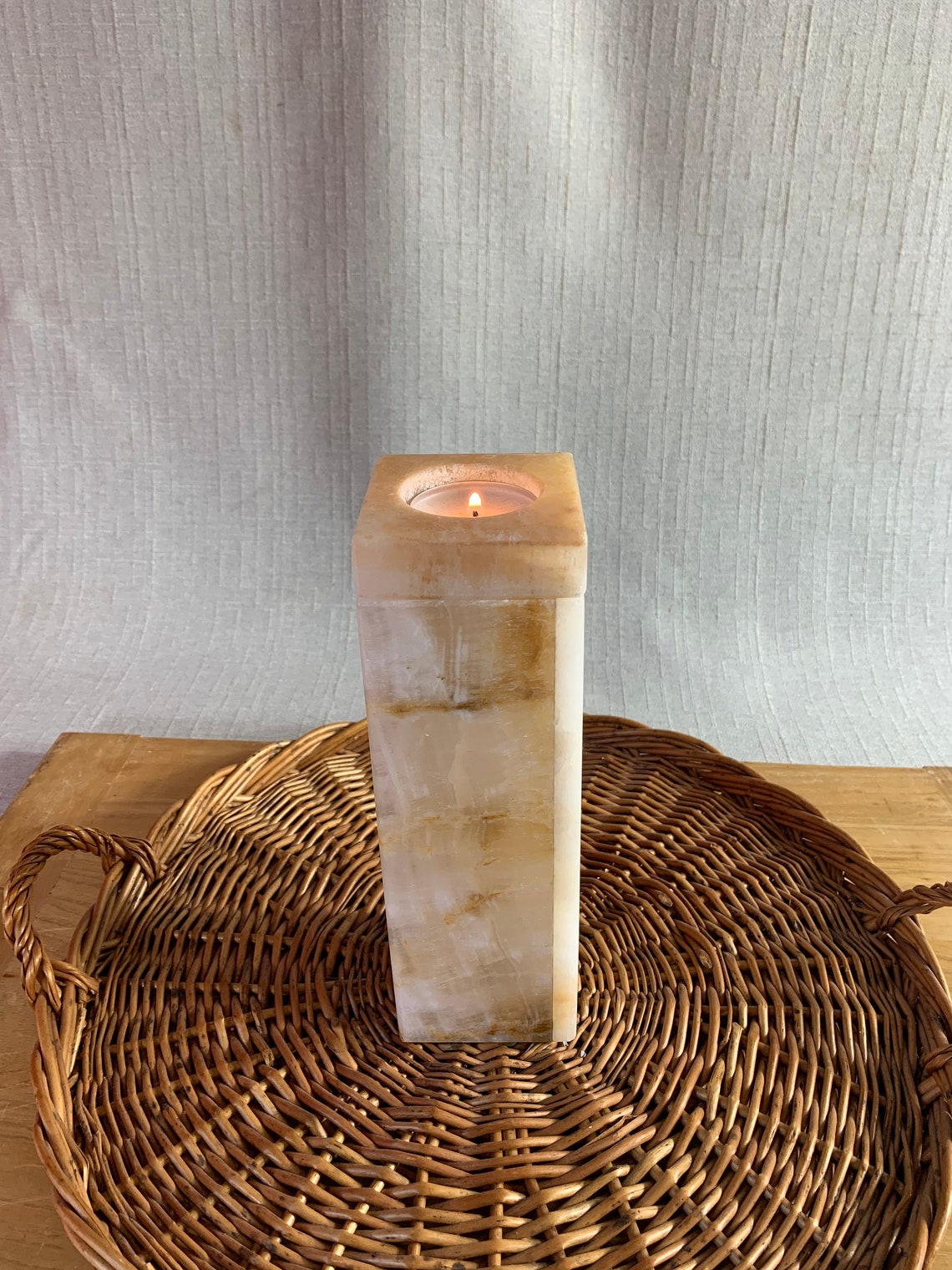 Vintage Alabaster Tealight Candle Holder Votive Candlestick Etsy