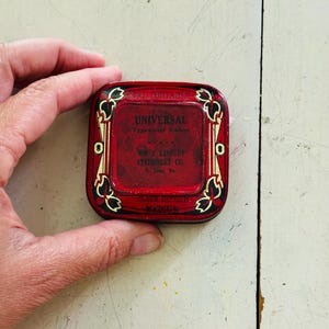Vintage &quot;Universal&quot; Red Typewriter Ribbon Tin Upcycled Watercolor Palette with 9 Empty Half Pans
