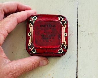 Vintage "Universal" Red Typewriter Ribbon Tin Upcycled Watercolor Palette with 9 Empty Half Pans