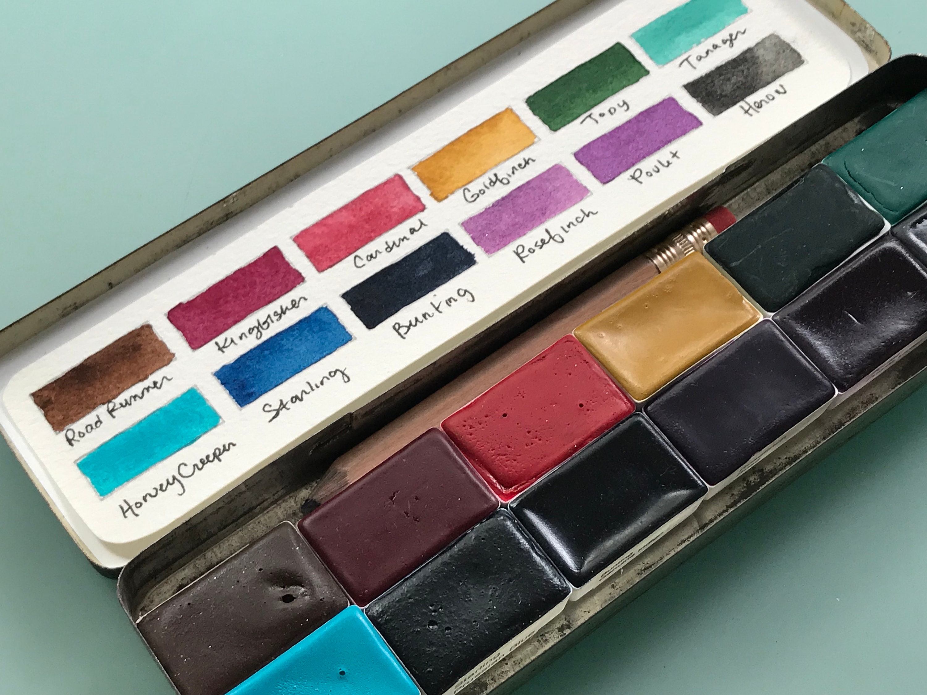 Limited Edition Watercolor Handmade Paint 12 WHOLE pans watercolor