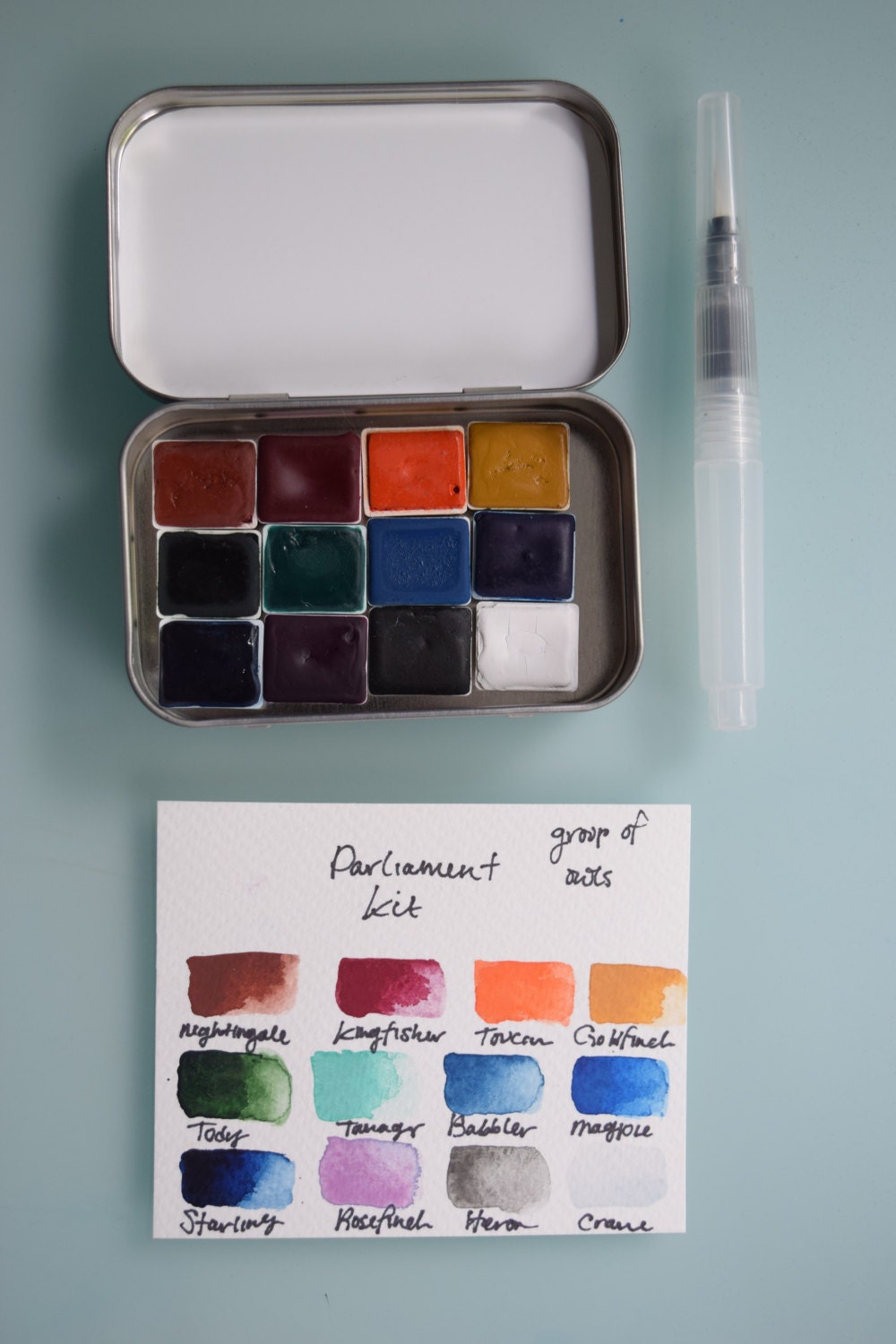 Watercolor handmade travel paint palette tin PARLIAMENT KIT