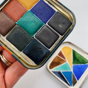Handmade Watercolor Paint Palette: Vintage Typewriter Tin, 9 Bird-Named Colors
