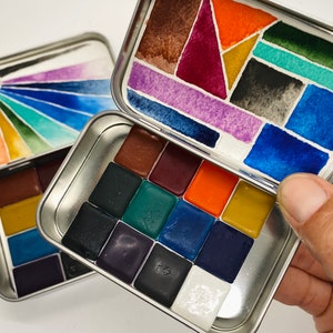 Handmade Watercolor PARLIAMENT SET- Choose from 12 Half or Whole pans- free water brush and free shipping in US