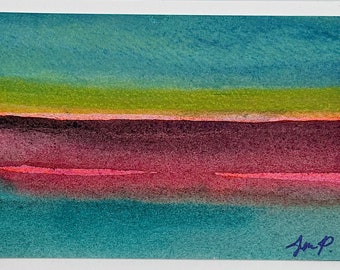 Hand Painted Watercolor Blank Note Card 3.25 x 5 with Envelope | Framable Art Work | Whimsical Landscape Art | Not a Digital Print