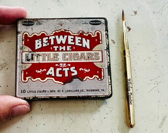 Vintage  Cigar Tin Watercolor Paint Palette - Travel Artist Kit with Empty 1/4 size Watercolor Pans & Magnetic Storage