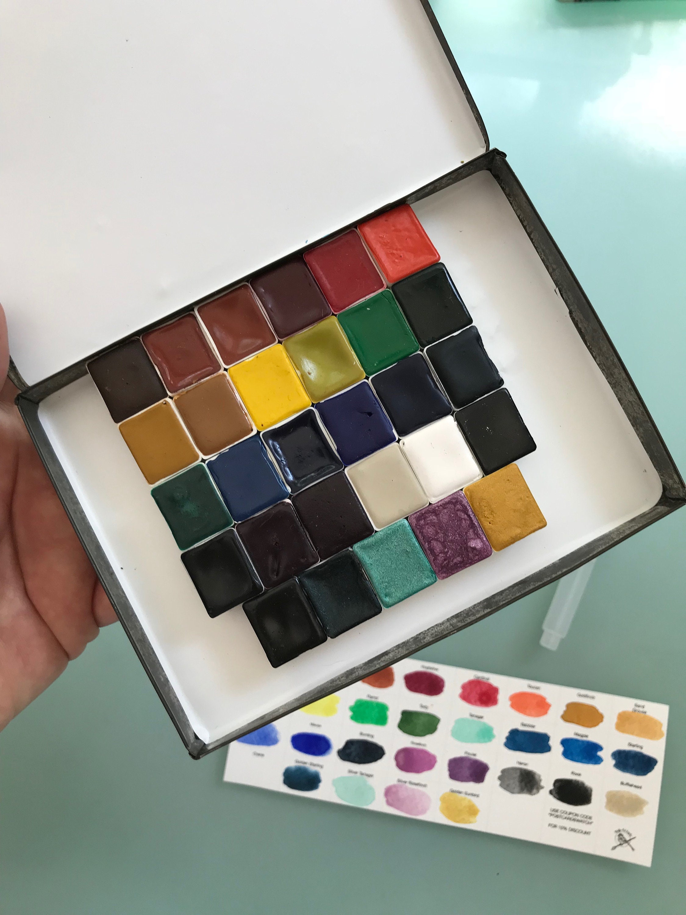 Limited Edition Watercolor Handmade Paint 28 HALF pans non toxic
