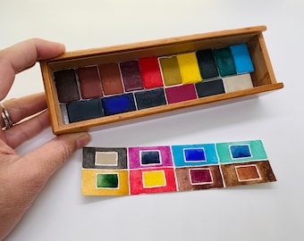 Cute Watercolor Paint Set in Cedar Box with Acrylic Top 16 WHOLE  Pans - Free Shipping in US