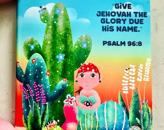 JW Gift 3x3 Refridgerator Magnet - "Give Jehovah Glory" Psalm 96:8 - Jehovah's Witness Pioneer School Gift - Original Cactus Art