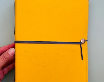 Large Bright Yellow Leather Watercolor Journal with 40 pages LEGION 140 Lb, 300 gsm HOT pressed watercolor paper