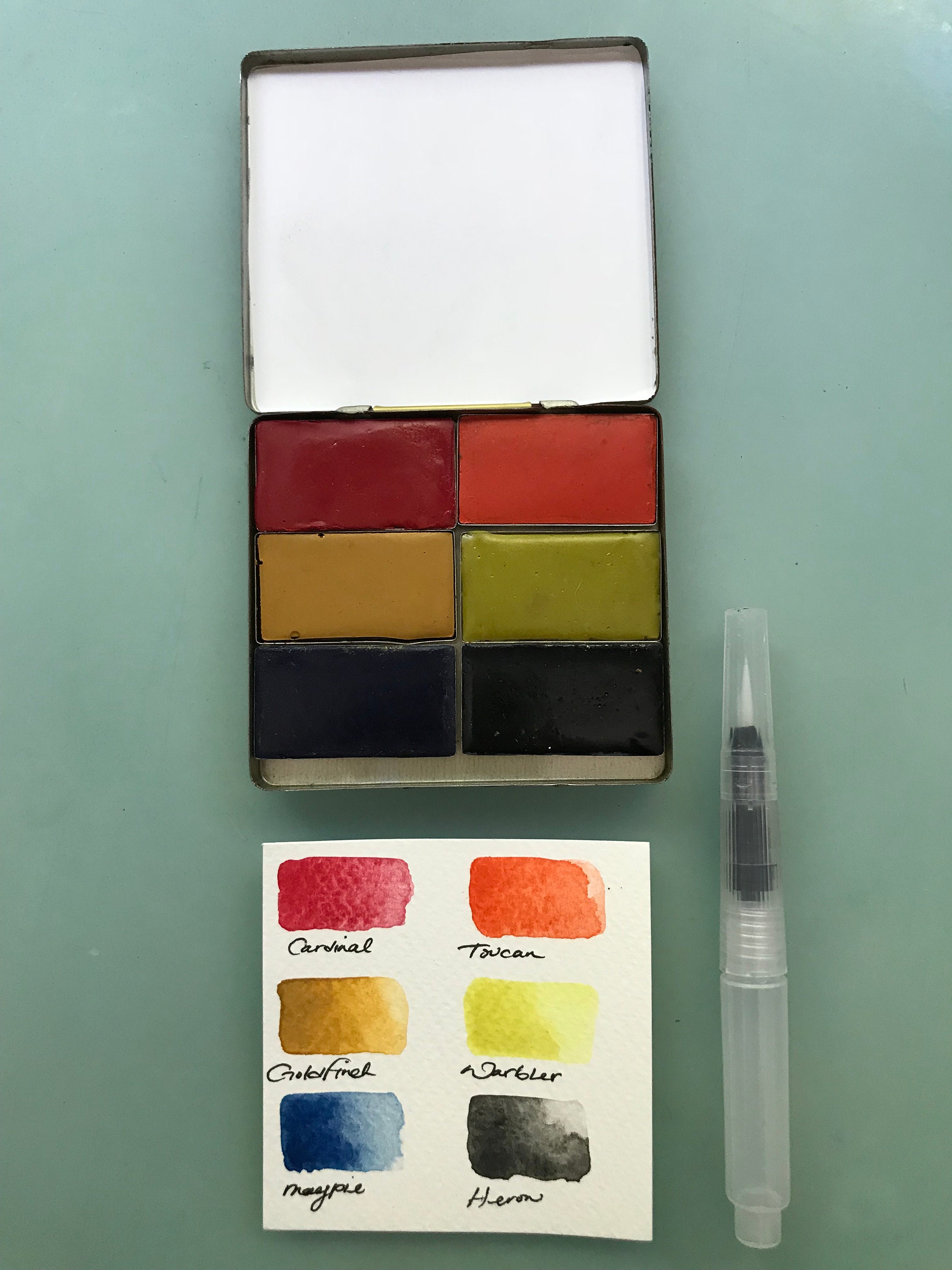 Handmade watercolor paint palette LIMITED edition 6 Whole Pans in
