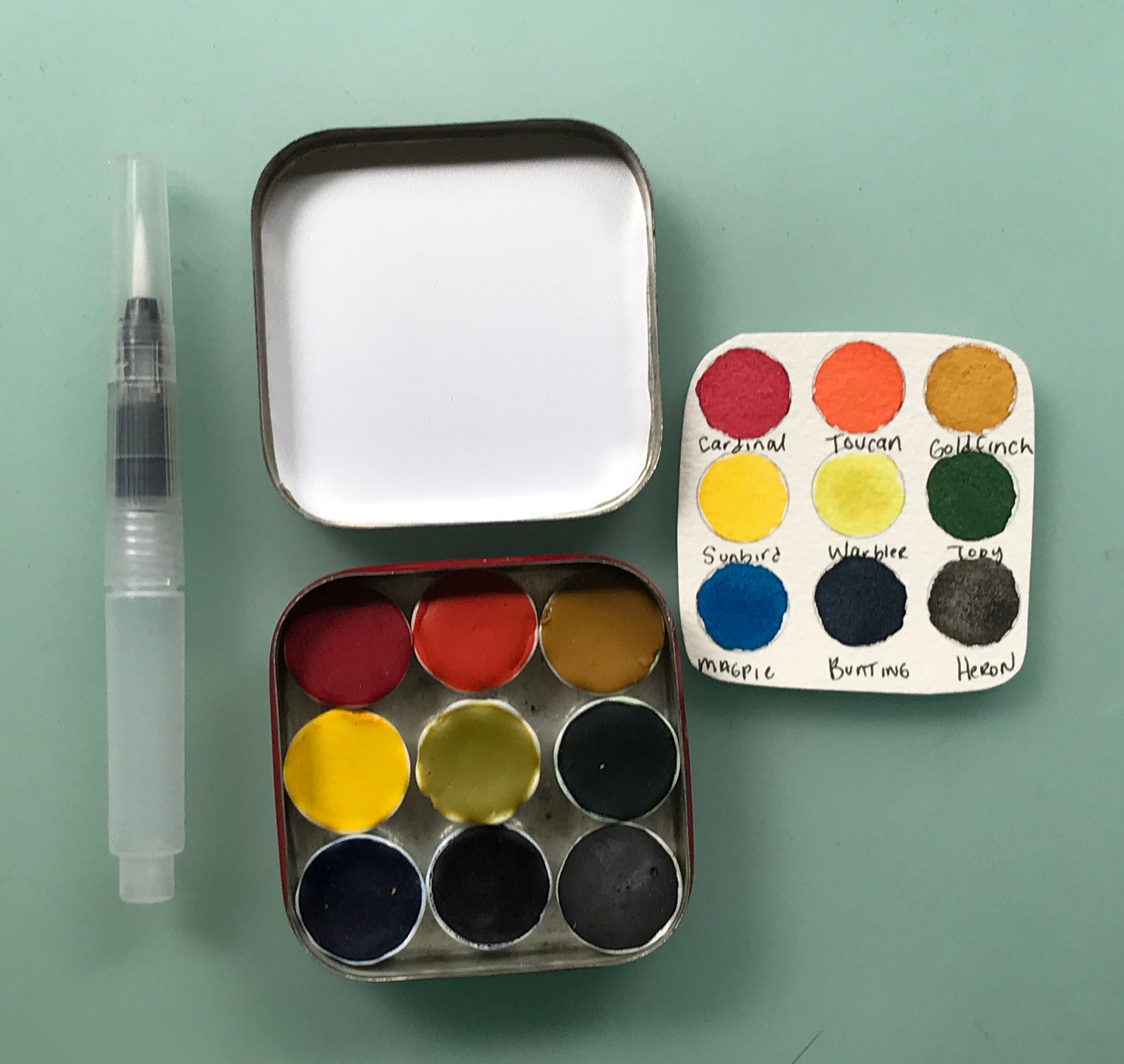 Handmade watercolor paint palette LIMITED edition 9 porcelain well in