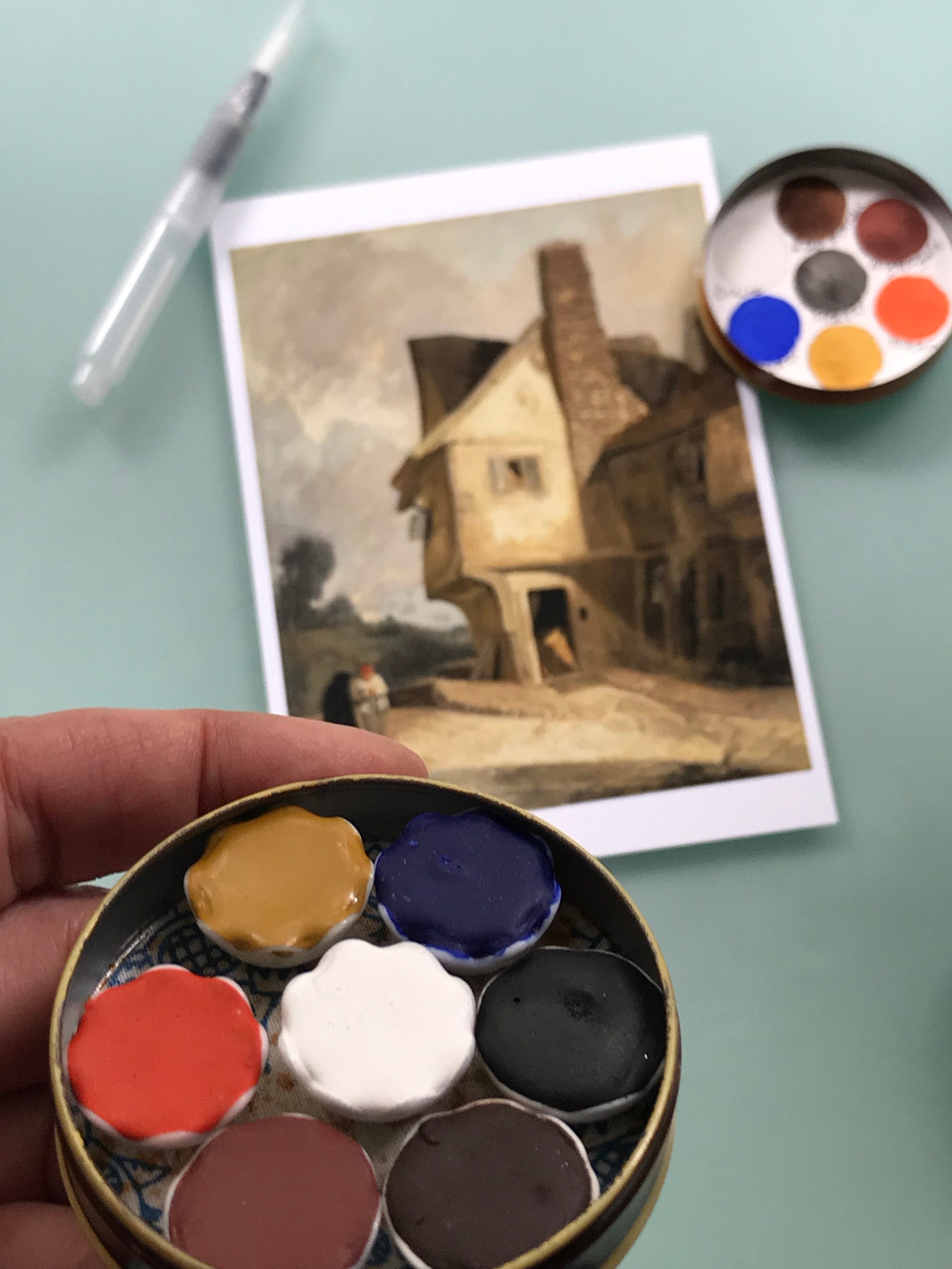 Limited Edition Watercolor Handmade Paint in 7 ceramic wells non toxic