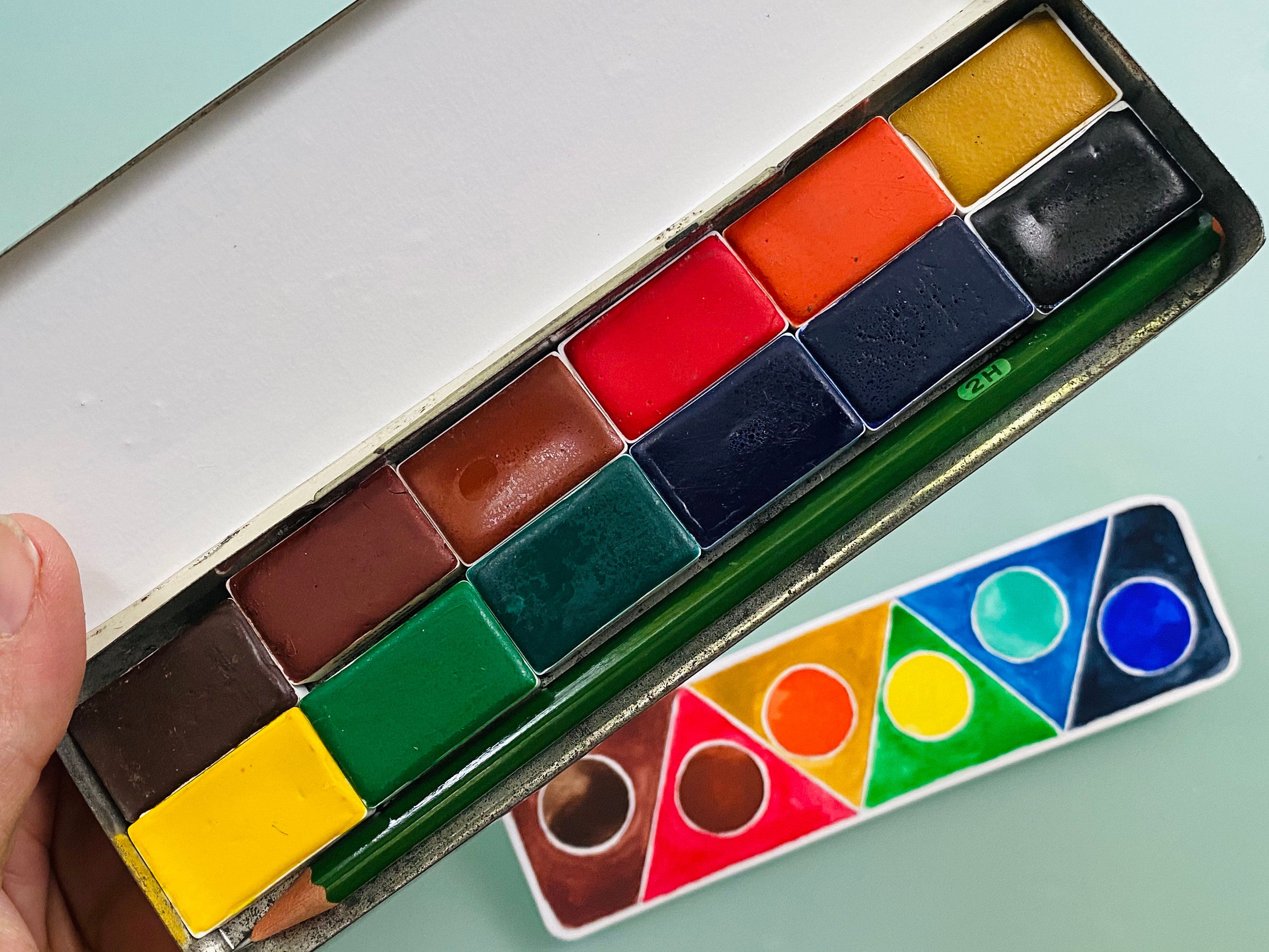 Limited Edition Watercolor Handmade Paint 12 WHOLE pans watercolor