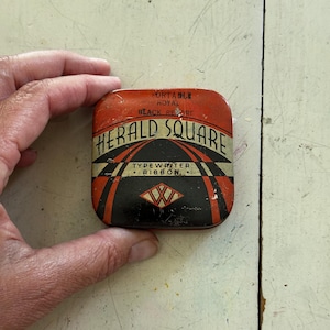 Vintage &quot;Herald Square&quot; Typewriter Tin Upcycled Watercolor Palette with 9 Empty Half Pans