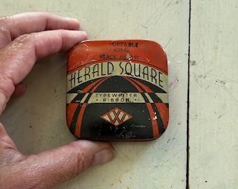Vintage "Herald Square" Typewriter Tin Upcycled Watercolor Palette with 9 Empty Half Pans