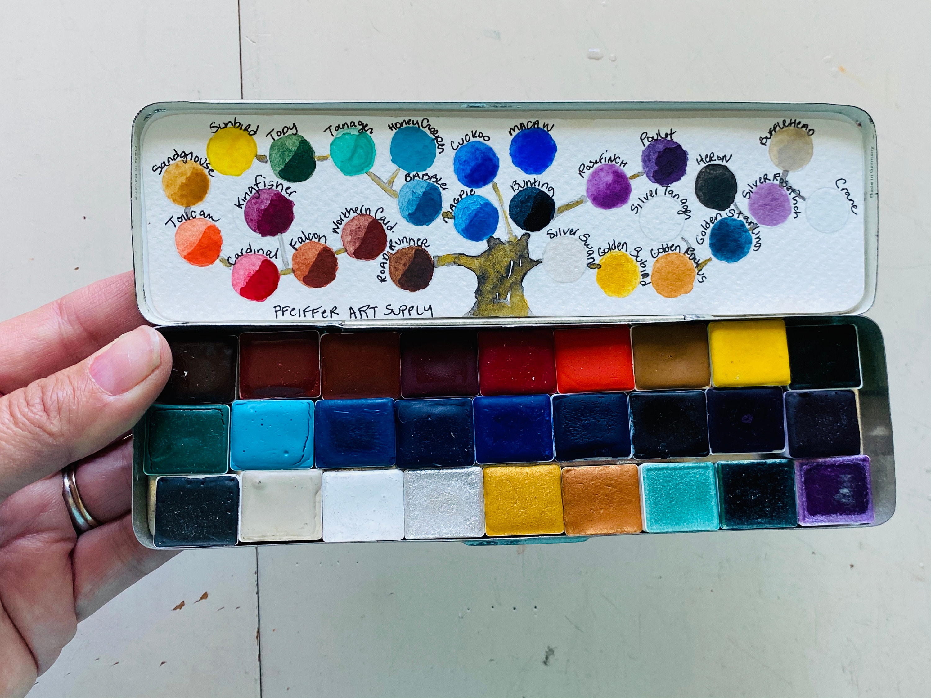 Handmade watercolor paint palette LIMITED edition 27 HALF pan in Pencil Tin