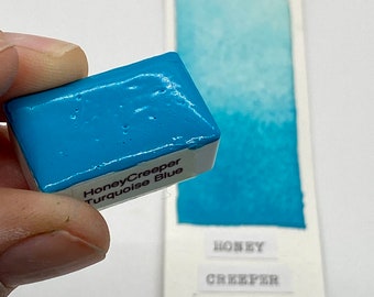 Handmade Watercolor paint PB28 Honey Creeper Turquoise Blue  artist paint HALF and WHOLE Pans  - Non toxic