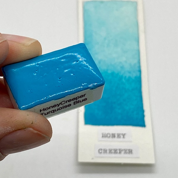 Peinture aquarelle faite à la main PB28 Honey Creeper Turquoise Blue artiste peinture MOITIÉ et ENTIÈRES Casseroles - Non toxique
