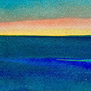Carte de correspondance vierge aquarelle 3,25 x 5 peinte à la main avec enveloppe | Oeuvre d'art originale | Art du paysage | Pas une impression numérique