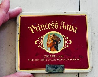 Vintage Princess Java Cigar Tin Watercolor Palette | Plein Air Artist Paint Set | Upcycled Watercolor Mixing Tray