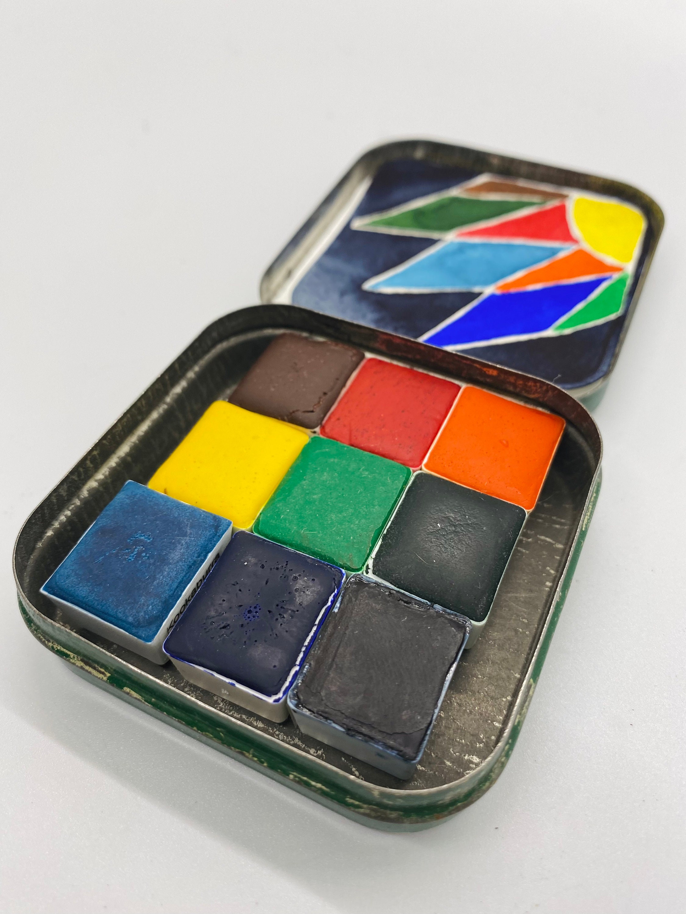 Colorful Handmade Watercolor paint palette - LIMITED edition 9 half pans in  vintage Typewriter Tin with water brush - Free Shipping in US