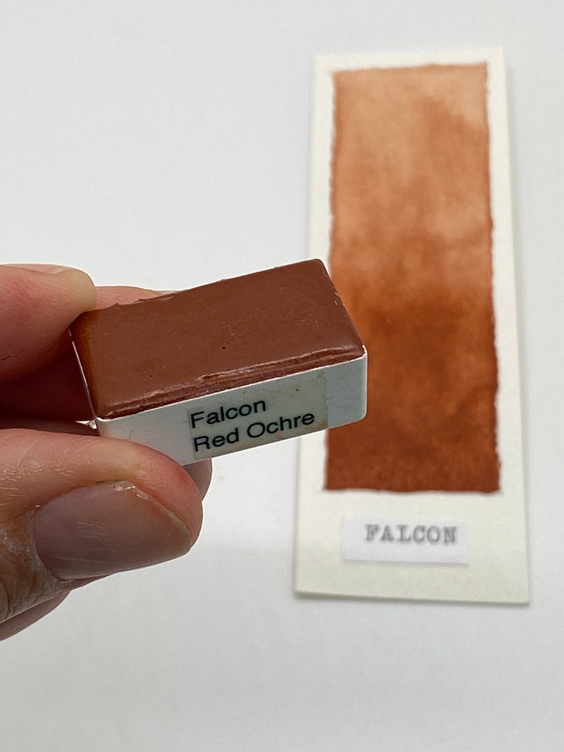 Handmade Watercolor paint CI Y43 Falcon Red Ochre artist paint HALF and WHOLE pans Non toxic image 1