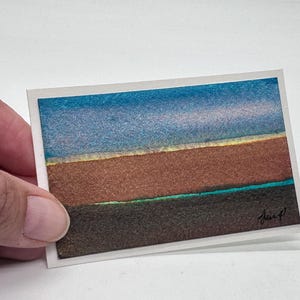 Petite carte de correspondance vierge aquarelle peinte à la main (carte au format professionnel) 3,5 x 2,25 pouces avec enveloppe Art original - Art du paysage, pas une impression