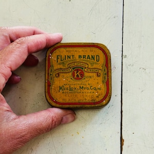 Vintage &quot;Flint Brand&quot; Typewriter Tin Upcycled Watercolor Palette with 9 Empty Half Pans