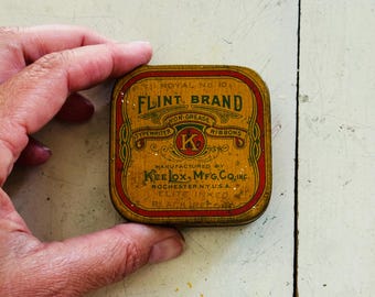 Vintage "Flint Brand" Typewriter Tin Upcycled Watercolor Palette with 9 Empty Half Pans