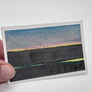 Petite carte de correspondance vierge aquarelle peinte à la main (carte au format professionnel) 3,5 x 2,25 pouces avec enveloppe Art original - Art du paysage, pas une impression