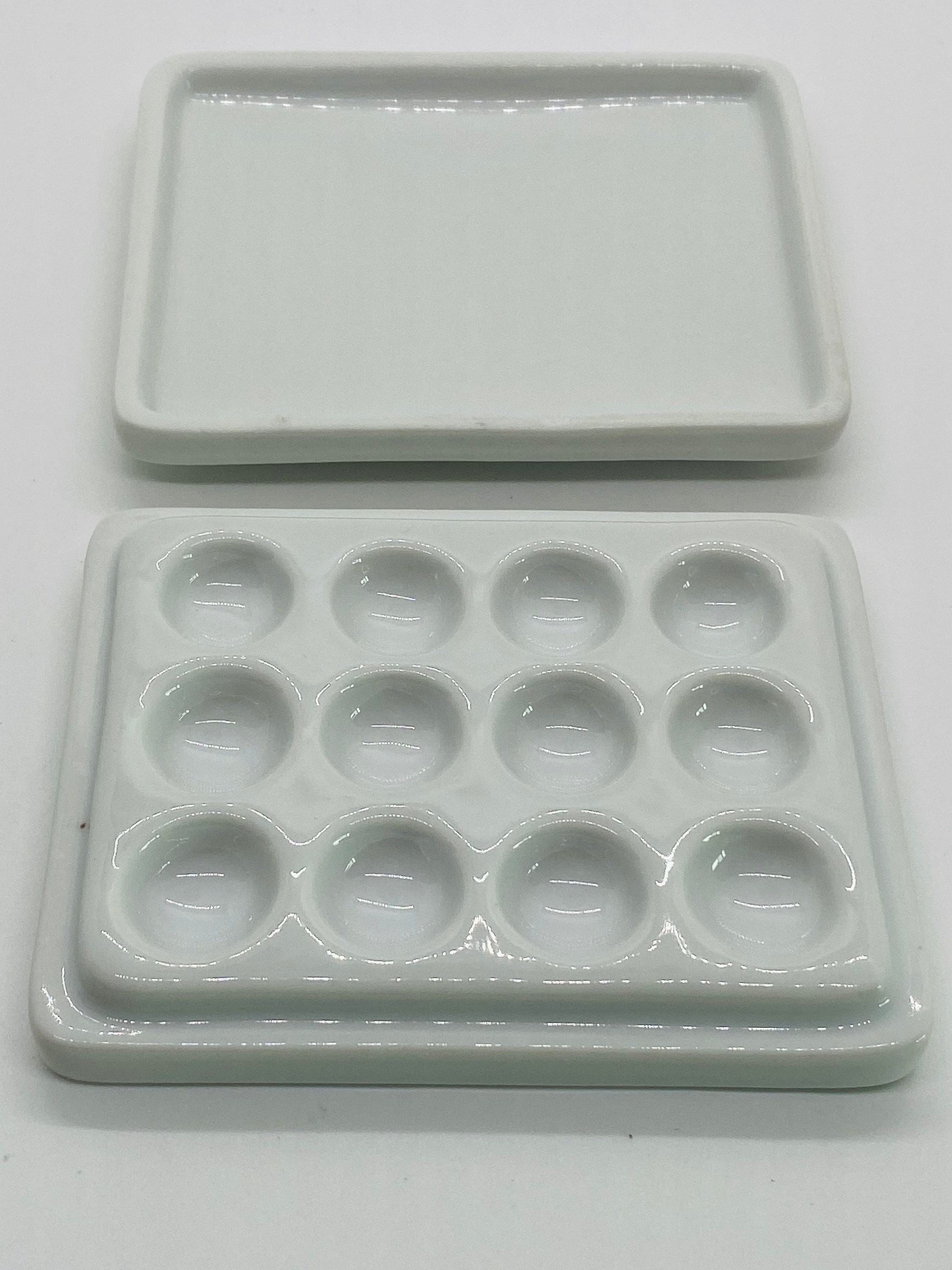 Small Porcelain Paint Palette with Small Cover/Mixing Tray 12 wells
